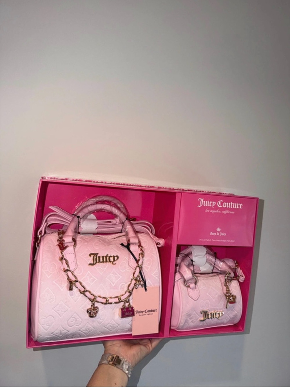 Juicy Couture Light Pink Satchel Duo with Gold Hardware